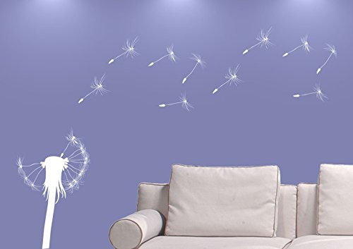 Wandtattoo wandaufkleber Aufkleber Wandsticker wall sticker Wohnzimmer Schlafzimmer Kinderzimmer Pusteblume mit samen 4er-Set dandelion blumen Ranke Blume Blumen Blumenranke Blumeranke Vine Flower Butterfly floral 30 Farben zur Wahl wp10 (054 tuerkis, Gr