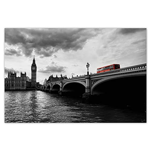 H858 Wandtattoo, Motiv Big Ben Bridge England, 60 x 40 cm