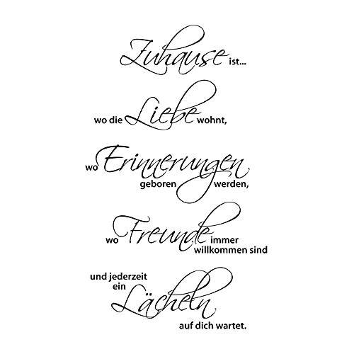Grandora Wandtattoo Spruch Zuhause ist wo die Liebe wohnt I schwarz (BxH) 76 x 125 cm I Flur Wohnzimmer Sticker Aufkleber Wandaufkleber Wandsticker W3049