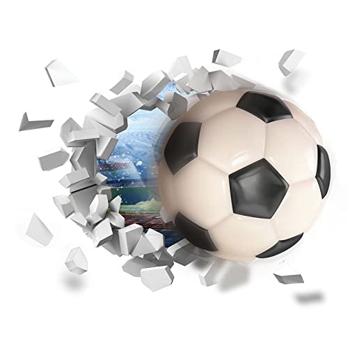 3D Wandtattoo Fußball, Wandaufkleber Kinderzimmer Fussball, Wandtattoo Durchbruch 3D Fußball, Selbstklebend Wasserdicht Wanddeko Für Kinderzimmer, Schlafzimmer, Wohnzimmer, Fußball Party