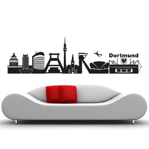 wandtattoo-factory Skyline Dortmund - 190 x 60cm - Farbe: Grau