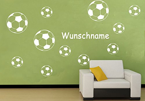 Wandtattoo Wandaufkleber Fussballer Fussball soccer football Kinderzimmer wfb07(070 schwarz, set2: 2xΦ14)