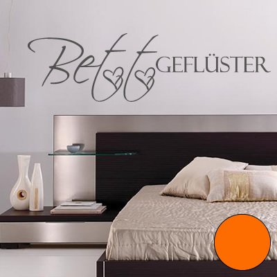 Klebesüchtig Wandtattoo Bettgeflüster 90cm x 25cm Hellorange Dekoration - Bad - Wohnzimmer - Aufkleber - Wandsticker