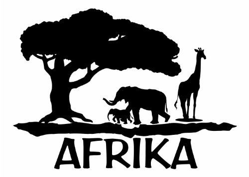 Wandtattooladen Wandtattoo - Afrika - Elefanten und Giraffe Größe:35x25cm Farbe: lichtblau