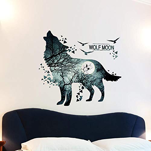 Wandtattoo für Wohnzimmer, Mitternachts Wolf Wandsticker als Wanddekoration für Schlafzimmer Kinderzimmer 74cm×81cm Wand Aufkleber | Deko Wandtattoo für Wand Fenster Schrank Küche Bad Flur