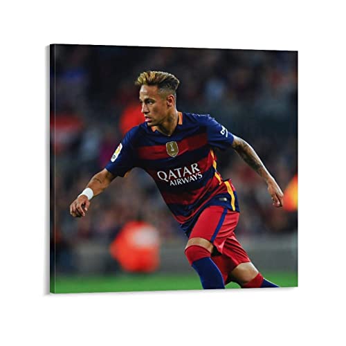 Neymar Jr 2023 Fußball-Leinwand-Poster, Wandkunst, Bilddrucke, hängende Fotodekoration, Heimposter, Kunstwerke, 40 x 40 cm