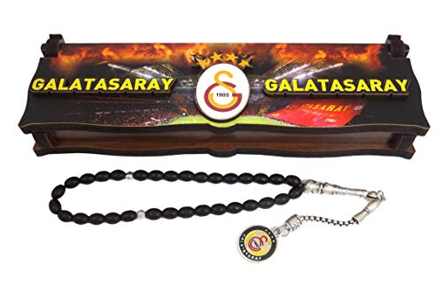Gök-Türk Box Schatulle Aufbewahrung + Tesbih, Gebetskette 'Galatasaray GS' aus Holz Handgemacht (mit Gravur)