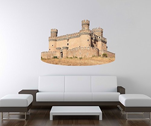 3D Wandtattoo Burg Ruine Turm Manzanares el Real Madrid Spanien Wand Aufkleber Deko Wandbild Wandsticker A3D237, Motiv Breite:165cm