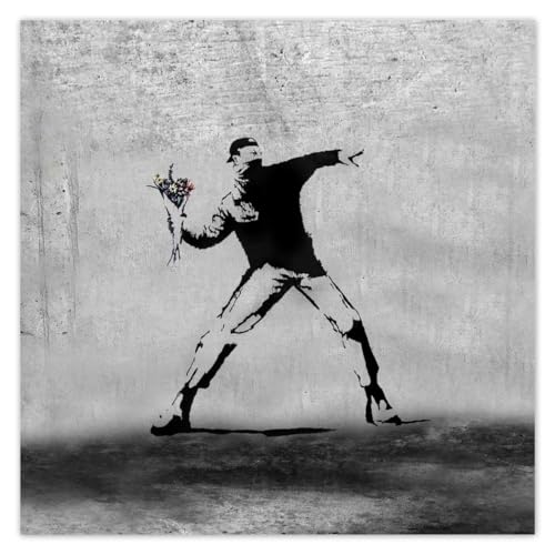 Wandsticker Dekor Foto Aufkleber 70x70cm Blumenwerfer Banksy Nr. H8123M_NS1BC