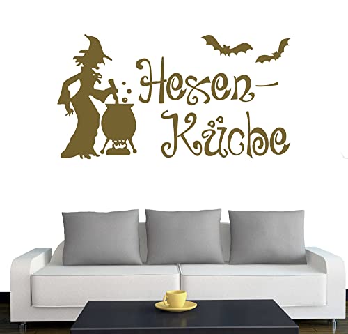 Klebesüchtig Türtattoo - Wandtattoo Hexenküche 45cm x 24cm Gold Dekoration - Bad - Wohnzimmer - Aufkleber - Wandsticker