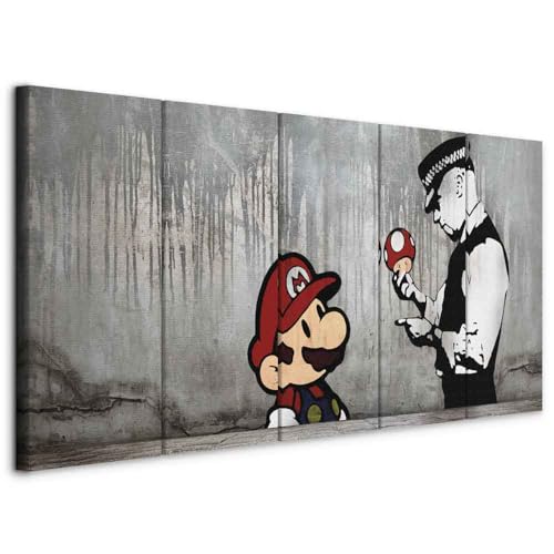 murando - Akustikbild Banksy Mario 100x40cm 5 tlg Bilder Akustikschaum Schallschutz Wand Akustikpaneele Wandpaneele Schalldämmung Wandbild Schallabsorber Akustikplatten Street Art Urban i-C-0109-b-m