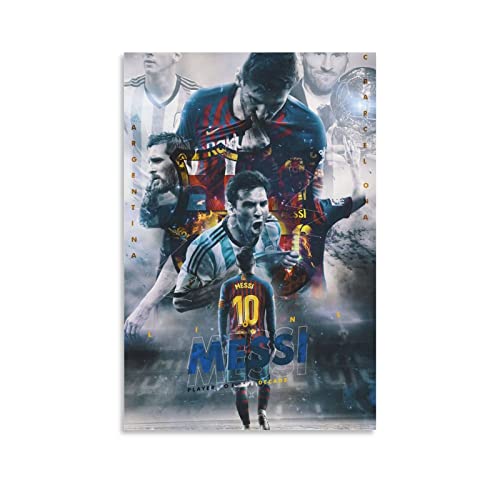Messi Argentinien Fußball Vintage Poster Leinwanddruck Wandkunst Retro Dekorative Gemälde für Zuhause Schlafzimmer Wohnzimmer Dekoration 40 x 60 cm