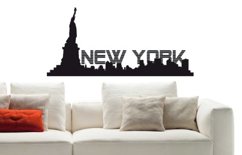 Wandtattoo Skyline New York - Wohnzimmer - O1 (60x28 cm) schwarz