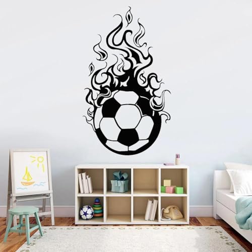MIAOKEJIA Fußball Wandtattoo Fußball Sport Feuerball Team Spiel Klebender Wandaufkleber für Wohnzimmer Teenager Zimmer Innendekoration
