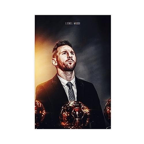 TABOSI Leinwandposter mit Fußballstern, Lionel Messi 4, Wandkunst, Dekoration, Bild für Wohnzimmer, Schlafzimmer, Dekoration, Rahmen-Stil, 60 x 90 cm