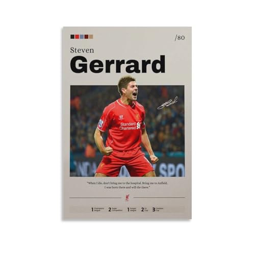 DRDPLXGU Steven Gerrard Fußballposter, Sportkunst, Fußballstar-Poster, Leinwandposter, Schlafzimmer, Dekoration, Landschaft, Büro, Raumdekoration, Geschenk, 30 x 45 cm