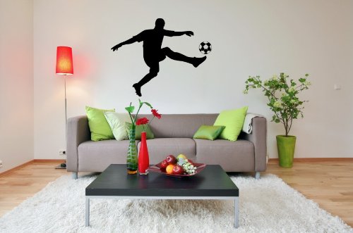 blattwerk-design Wandtattoo, Fußballer, Torschuss, Fussball, Sport, Größe ca. 780 mm x 600 mm, XL, Auswahl (M060 Dunkelgrün)