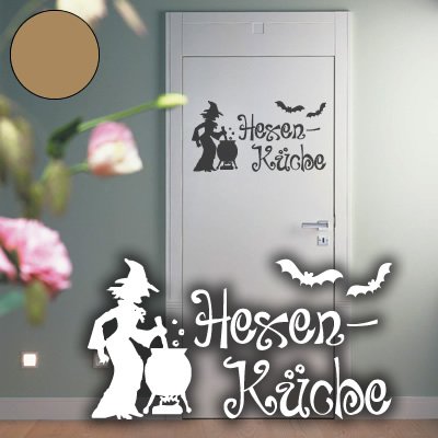 Klebesüchtig Türtattoo - Wandtattoo Hexenküche 45cm x 24cm Hellbraun Dekoration - Bad - Wohnzimmer - Aufkleber - Wandsticker