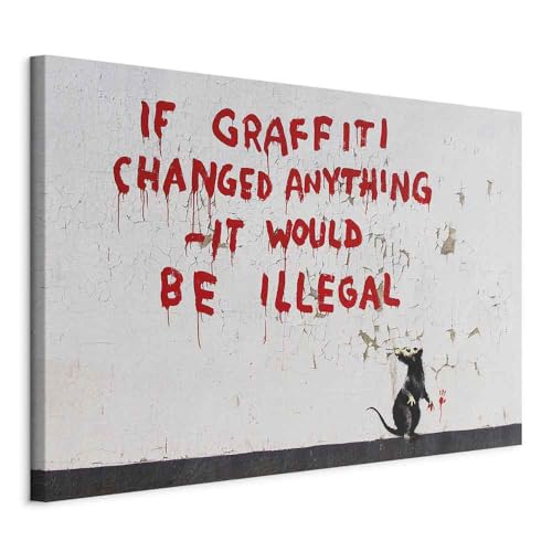 murando - Akustikbild Banksy If Graffiti Changed Anything it would be illegal Leinwandbild 1 tlg Kunstdruck modern Wandbilder XXL Wanddekoration Design Wand Bild – Graffiti