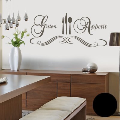 Klebesüchtig Wandtattoo Guten Appetit 90cm x 39cm schwarz - Dekoration - Bad - Wohnzimmer - Aufkleber - Wandsticker