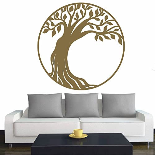 Indigos Wandtattoo - Baum des Lebens - 4 - Lebensbaum Weltenbaum - 60x60 cm - Gold - Dekoration - Wandaufkleber - für Wohnzimmer Kinderzimmer Büro Schule Firma