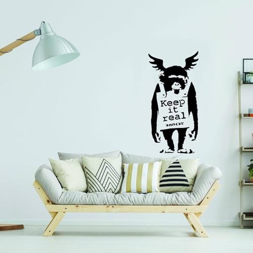 Decords Moderner Banksy Affen-Graffiti-Aufkleber – Urban Expression Wandaufkleber, 89 x 165 cm