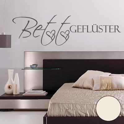 Klebesüchtig Wandtattoo Bettgeflüster 90cm x 25cm Creme-Weiss Dekoration - Bad - Wohnzimmer - Aufkleber - Wandsticker
