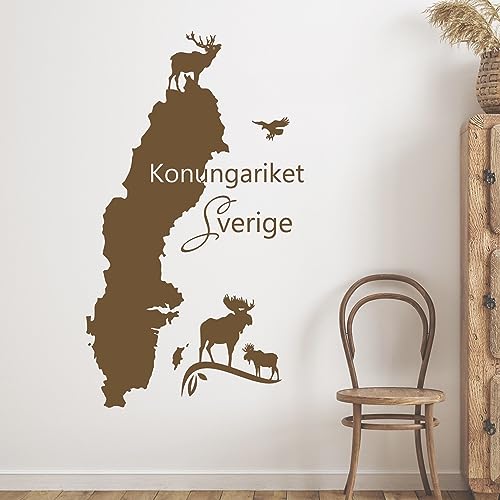 GRAZDesign Wandtattooo Schweden Landkarte Konungariket Sverige Wohnzimmer Büro Wandaufkleber - 87x50cm / 049 königsblau