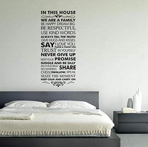 In Diesem Haus Familie Regeln Wohnkultur Zitate Wandtattoo Dekorative Vinyl Wandaufkleber 55 * 120 Cm