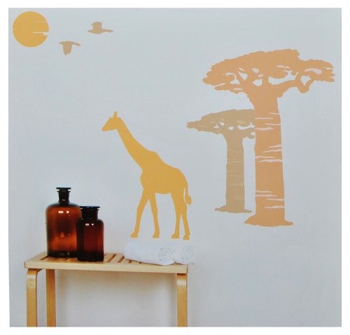17 tlg. Set XXL Wandtattoo Elefant Giraffe - Wandsticker Affenbrotbaum Flamingo Aufkleber Wandaufkleber - selbstklebend für Wohnzimmer und Kinderzimmer Deko S..