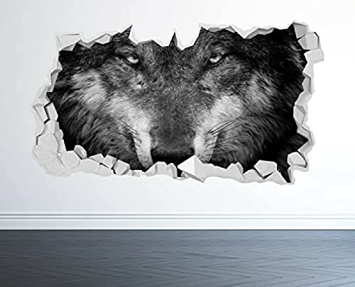 Wolf Wandtattoo 3D Look - Schlafzimmer Wohnzimmer Tiger Natur Wandtattoo -50x70 cm