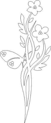 Indigos Wandtattoo/Wandsticker-d209 wunderschöner Schmetterling Blumenstrauch Blüten Pflanze Tribal 240x99 cm- weiß, Vinyl, 240 x 99 x 1 cm
