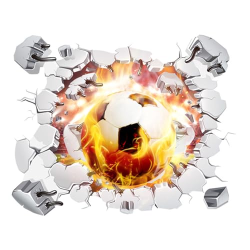 inodiref 50×40cm Wandaufkleber Bunte Fußball Wandbild 3D Wandtattoo Fussball Fussball Wandtattoo 3D Wandtattoo Fussball Breakthrough für Schlafzimmer Wohnzimmer Dekoration