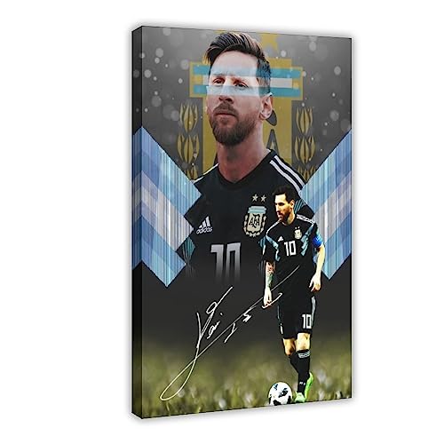 TABOSI Leinwandposter mit Fußballstern, Lionel Messi 2, Wandkunst, Dekoration, Bild für Wohnzimmer, Schlafzimmer, Dekoration, Rahmen-Stil, 40 x 60 cm