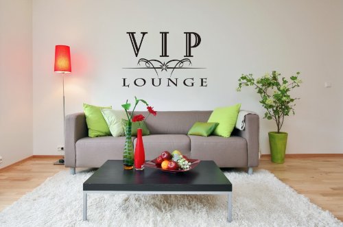 blattwerk-design - VIP Lounge, VIP, Wandaufkleber, Wandtattoo (M070 Schwarz, 700 mm x 450 mm)