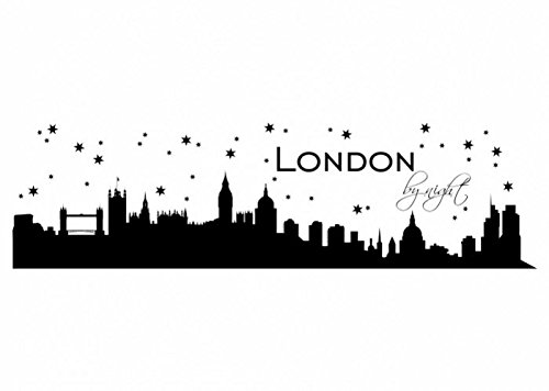 Wandtattooladen Wandtattoo - Skyline London by Night Größe:290x81cm Farbe: mint