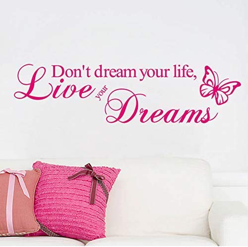 Träume Nicht Dein Leben Schmetterling Kreative Wandtattoos Inspirierende Zitate Dekorative Vinyl-Wandaufkleber Wohnkultur 57X51Cm