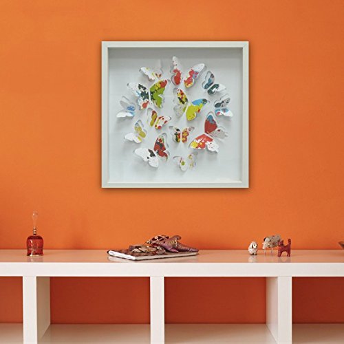 denoda® Bilderrahmen mit farbigen Schmetterlingen - 3D - Wandsticker (Wandsticker Wanddekoration Wohndeko Wohnzimmer Kinderzimmer Schlafzimmer Wand Aufkleber)