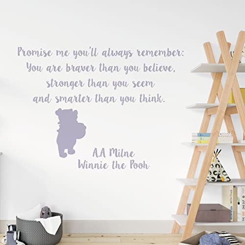 Winnie the Pooh Wandtattoo / Wandaufkleber, Schriftzug  You are braver than you believe, stronger than you seem , Hellgrau