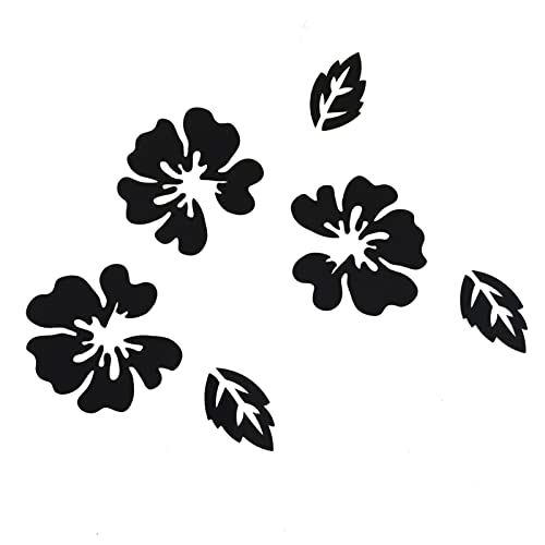 VIERSHU 3D Blumen Wandtattoo Wandsticker Wanddeko Modern Wohnzimmer Schlafzimmer Flur Badezimmer Spiegel Wand Aufkleber (Schwarz)