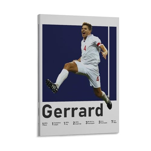 QZFNCOYU Poster auf Leinwand, Motiv: England-Mittelfeld-Legende, Steven Gerrard, Fußball-Kunstposter, Schlafzimmer, Dekoration, Landschaft, Büro, Raumdekoration, Geschenk, 40 x 60 cm