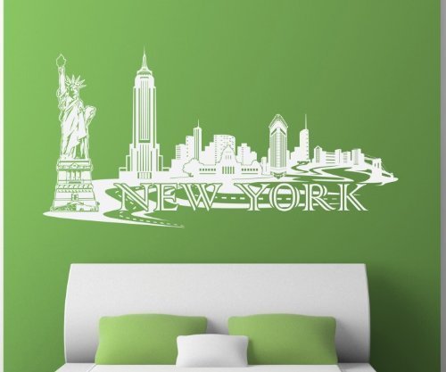  Skyline NEW YORK Wand Aufkleber Hauptstadt City Stadt 1M099, Farbe:Dunkelgrau glanzBreite:120 cm