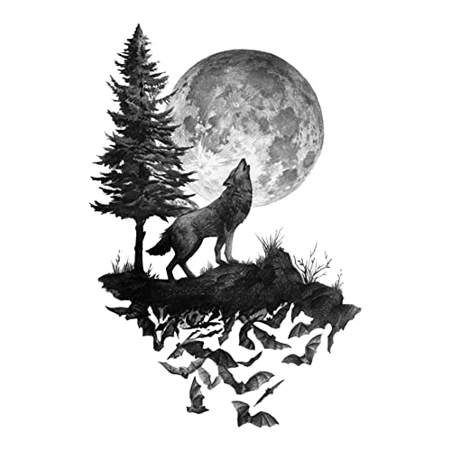 BEAUTYBIGBANG Wandtattoo Wolf Mond Wandsticker Vollmond Wandaufkleber Kinderzimmer Wohnzimmer Schlafzimmer Entfernbarer Wandaufkleber Wanddekoration für Wohnzimmer Schlafzimmer