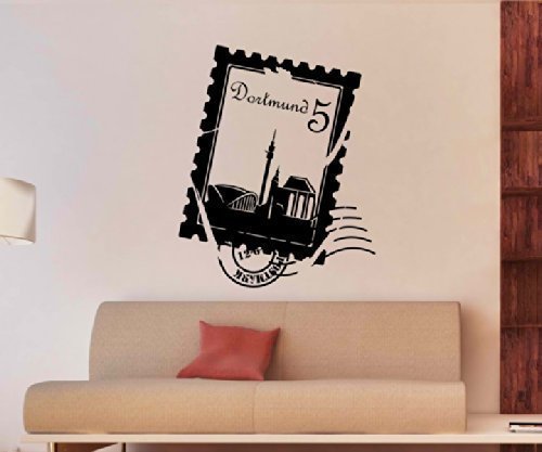 Wandtattoo Skyline Dortmund Stadt Stamps Briefmarke Marke Wand Aufkleber 5M181, Farbe:Silbergrau glanz;Hohe:50cm