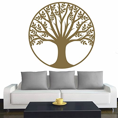 INDIGOS Wandtattoo - Baum des Lebens - 2 - Lebensbaum Weltenbaum - 120x120 cm - Gold - Dekoration - Wandaufkleber - für Wohnzimmer Kinderzimmer Büro Schule Firma