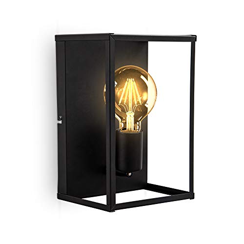 B.K.Licht - 1-flammige LED Wandlampe - LED Lampe mit Käfig - Wandleuchte aus Metall in schwarz matt - E27 Fassung