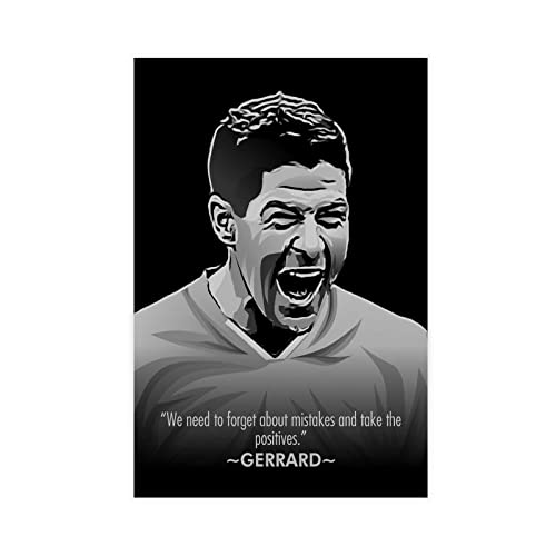 Steven Gerrard Poster Fußballzitate 2 Leinwandposter Wandkunst Dekor Bild Gemälde für Wohnzimmer Schlafzimmer Dekoration Rahmen 30 x 45 cm