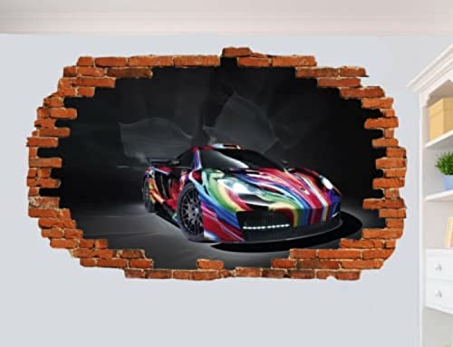 Wandtattoo Poster Modified Sport CAR WRAP 3D Smashed Wall Sticker Art Room Decor Decal Mural