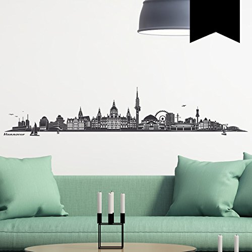 WANDKINGS Wandtattoo Skyline Hannover 160 x 32 cm schwarz - erhältlich in 33 Farben