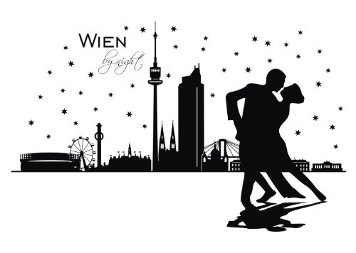Wandtattooladen Wandtattoo - Skyline Wien by Night Größe:80x51cm Farbe: königsblau
